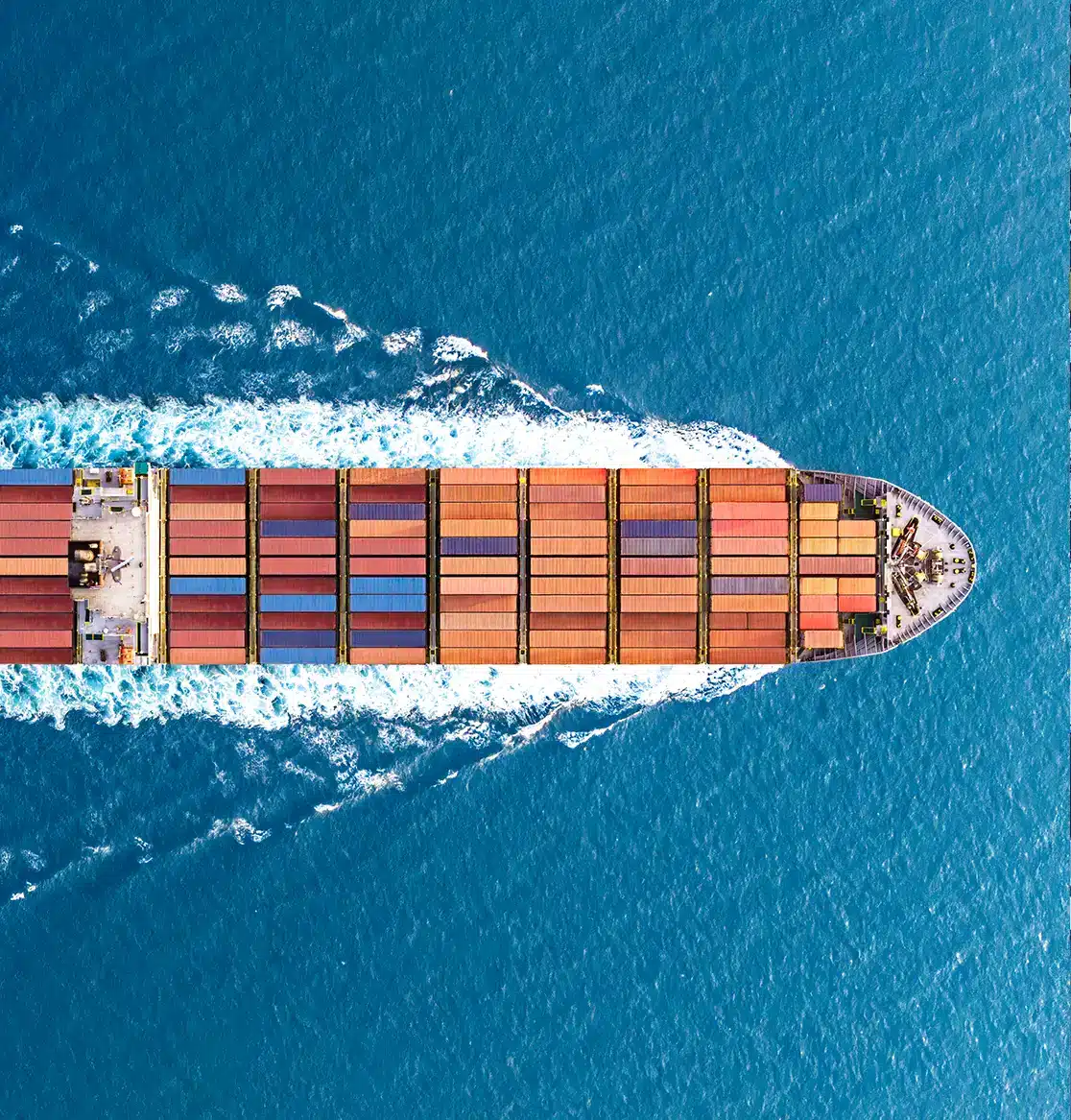 Transportation barge cruising through the sea