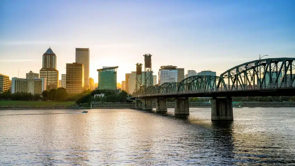 Skyline of a city in Oregon